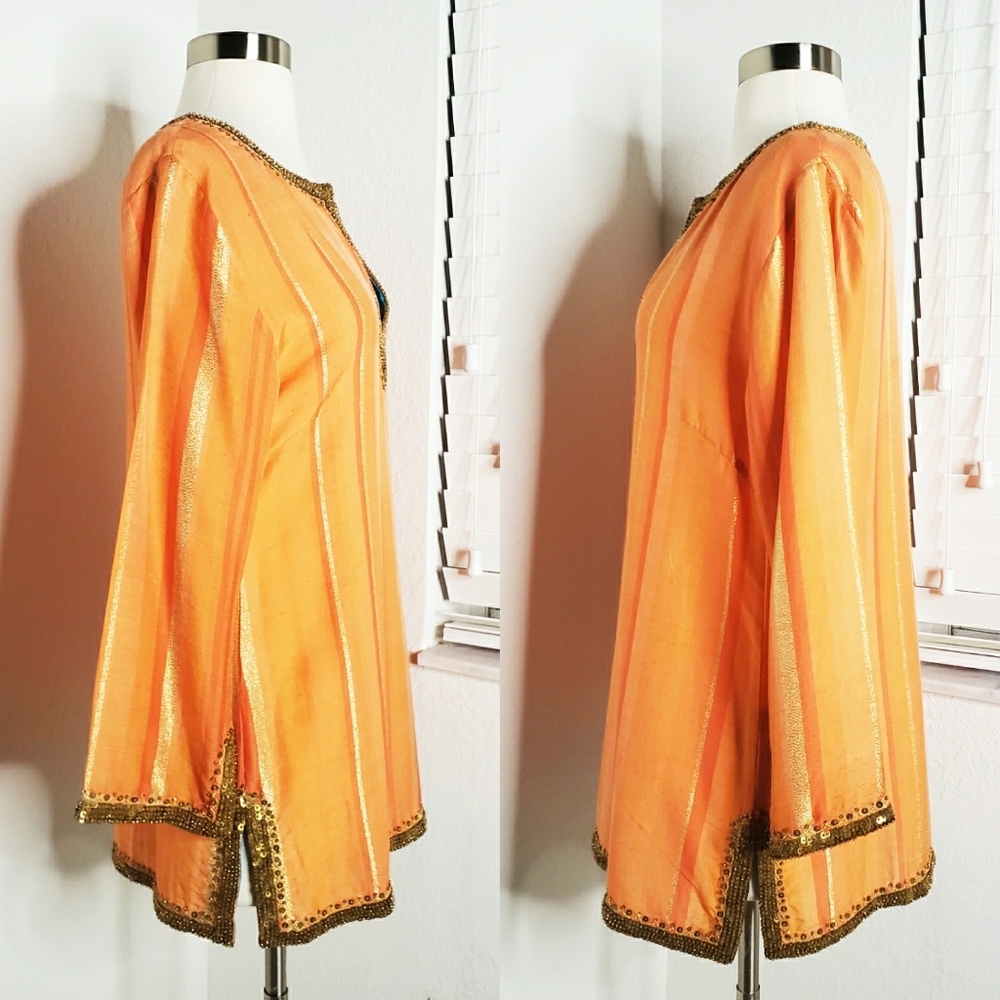 ARMAND DIRADOURIAN Handmade Woven Cashmere/Silk Jeweled Tunic M. - Picture 3 of 7